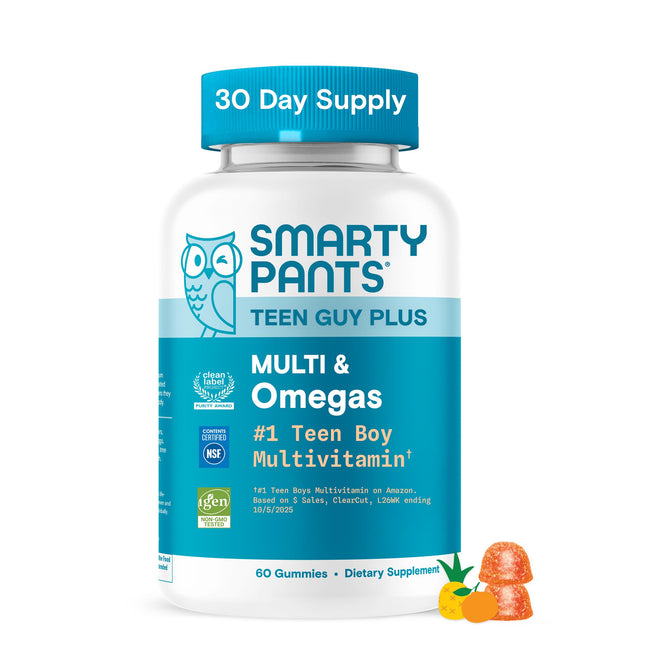 Smartypants Teen Guy Multivitamin Gummies - Improved Formula: Omega 3 (DHA/EPA),