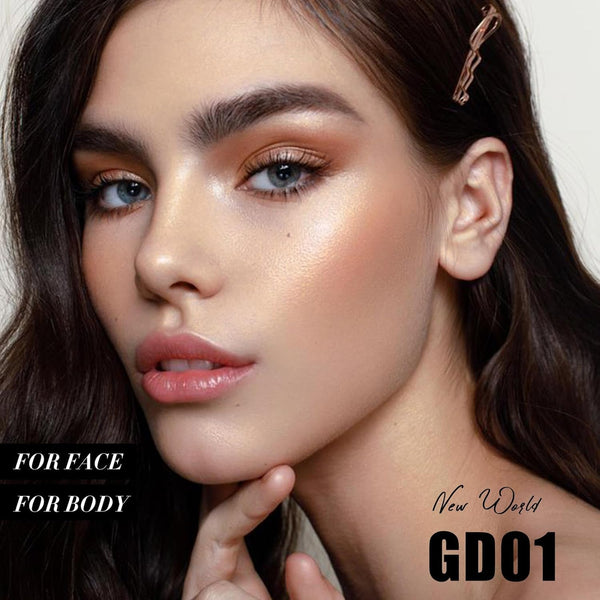 FOCALLURE Shimmer Face Highlighter Makeup Powder, Gel to Powder Glow Finish, Leaving a Lightweight & Healthy Radiance, Long Lasting Luminous Face