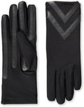 Isotoner Womens Spandex Touchscreen Cold Weather Gloves with Warm Fleece Lining and Chevron Details