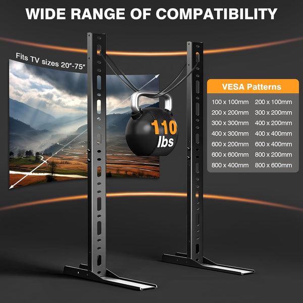 TAVR Universal Table Top TV Stand Base TV Legs for Most 22 32 37 40 42 47 50 55 65 LCD LED Plasma Flat Screen Tvs, Height Adjustable Leg TV