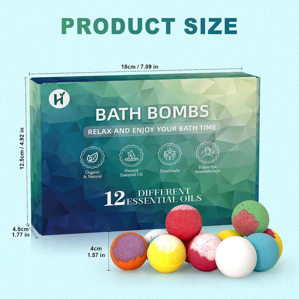Bath Bombs Birthday Gifts for Women & Men Set, 12 Pack Handmade Natural Organic Bath Bomb with Shea Butter, Halloween Boo Basket Stuffers,