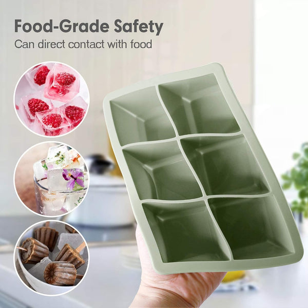 Excnorm Silicone Ice Cube Trays 3 Pack - Large Size Silicone Ice Cube Molds with Leak Proof Removable Lid Square Ice Cube Tray And BPA Free for