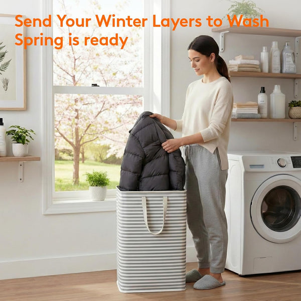 Lifewit 2 Pack Laundry Hamper Large Collapsible Laundry Baskets, Freestanding Waterproof Clothes Hamper with Easy Carry Handles in Laundry Room