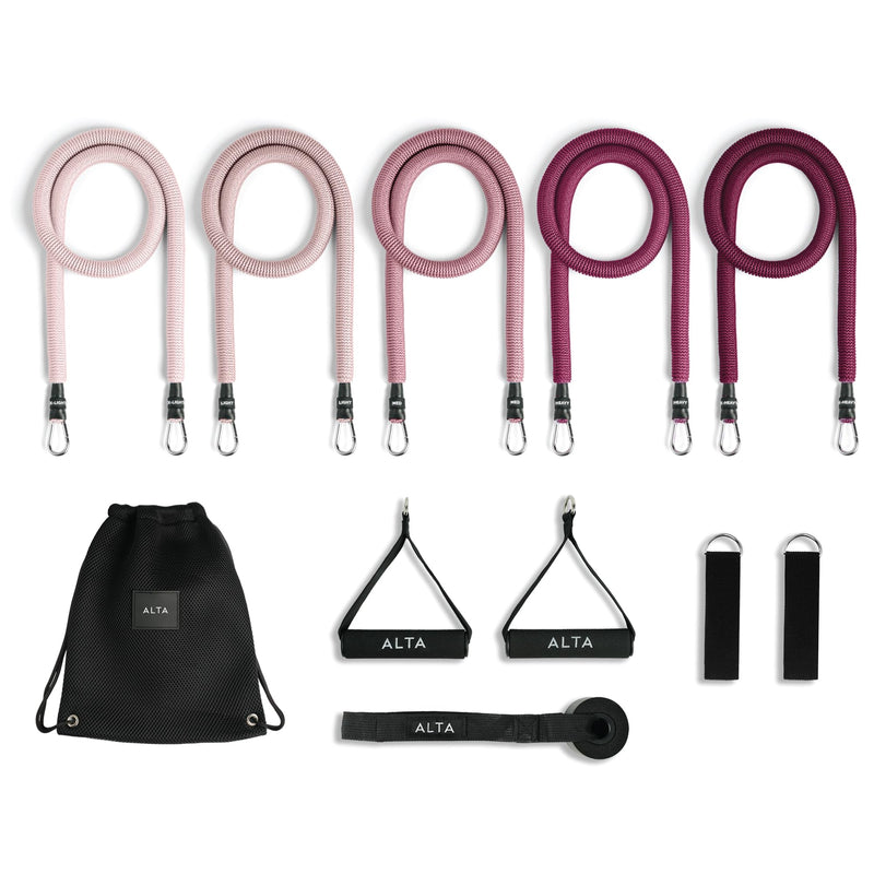 ALTA Resistance Tube Bands for Women - Full Kit Resistance Bands for Working Out with Handles, Ankle Straps, Door Anchor – Home Workout Bands for