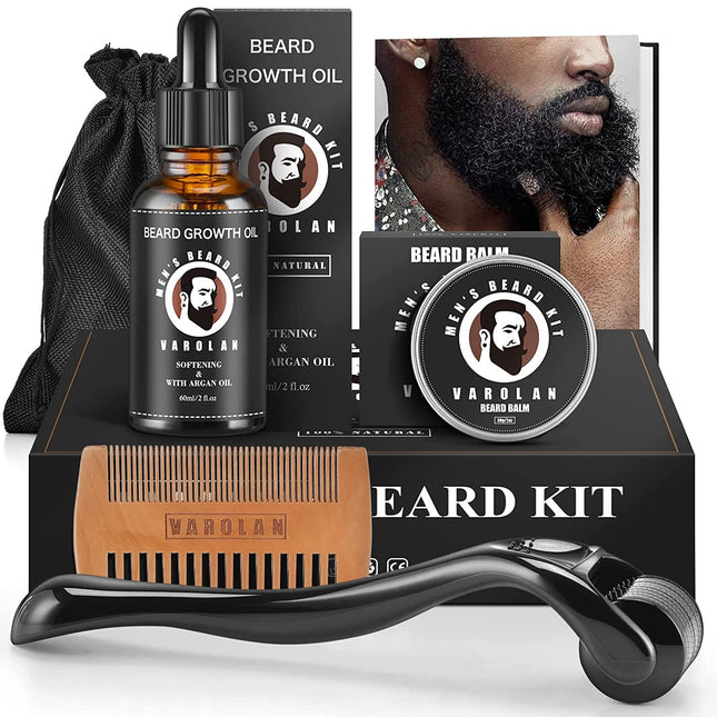 Beard Growth and Grooming Kit - Growth Oil (2Oz), Balm, Comb, E-Book, Storage Ba