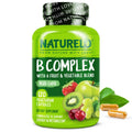 NATURELO Vitamin B Complex with Methyl B12, Methyl Folate, Vitamin B6, Biotin plus Choline, Coq10, and Fruit & Vegetable Blend - Supports Energy &