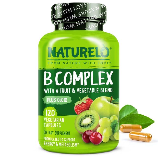 NATURELO Vitamin B Complex with Methyl B12, Methyl Folate, Vitamin B6, Biotin pl