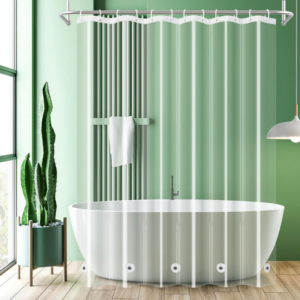 UFRIDAY Clear Shower Curtain Liner 72 x 75 inch, PEVA Bath Curtain for Home and Hotel, Extra Long Shower Curtain with 5 Magnets Bottom Clear 72"W