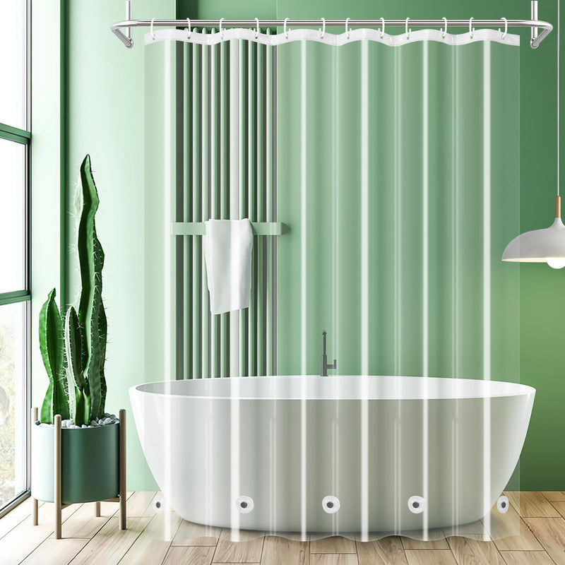 UFRIDAY Clear Shower Curtain Liner 72 x 75 inch, PEVA Bath Curtain for Home and Hotel, Extra Long Shower Curtain with 5 Magnets Bottom Clear 72"W