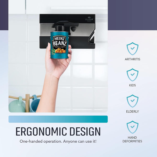 ELITRA HOME – Elitra 3-In-1 Under The Cabinet Electric Can Opener – Black