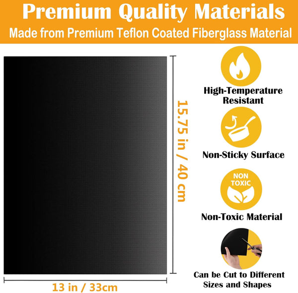 Dailyart Grill Mats for Outdoor Grill, Grill Mats Non Stick Set of 5 BBQ Grill Mat Baking Mats Teflon BBQ Grilling Accessories Reusable,Works on