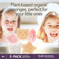 Konjac Baby Sponge for Bathing | Natural Cute Shapes | Kids Bath Sponges for Infants | Toddler Bath Time | Safe Organic Plant-Based | 5Pcs Set :