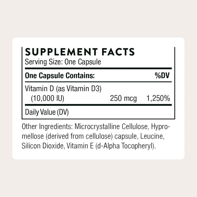 THORNE Vitamin D3 Supplement - Supports Healthy Bones, Teeth Muscles, Cardiovasc
