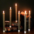 GenSwin Flameless Grey Taper Candles Flickering with 10-Key Remote, Battery Operated Led Warm 3D Wick Light Window Candles Real Wax Pack of 6,