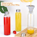 Zukro Glass Juice Bottles with Lids for Juicing 18 Oz, Reusable Clear Glass Water Bottles with Stainless Steel Airtight Cap for Refrigerator, 100%
