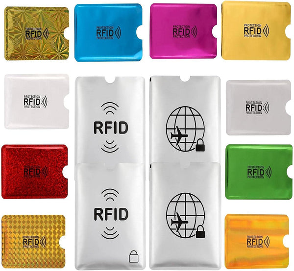 Luumxai 16 RFID Blocking Sleeves Set (10 Credit Card Holders & 4 Passport Protectors) Identity Theft Protection Secure Sleeves Set.Waterproof