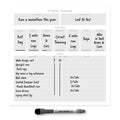 Dry Erase Whiteboard Fitness Tracker | Removeable and Restickable Adhesive Decal | Fine-Tip Magnetic Marker Included | 12" X 12" (White)