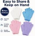 ATB 4 Pairs Exfoliating Gloves - Premium Scrub Wash Mitt for Bath or Shower - Luxury Spa Exfoliation Accessories for Men and Women