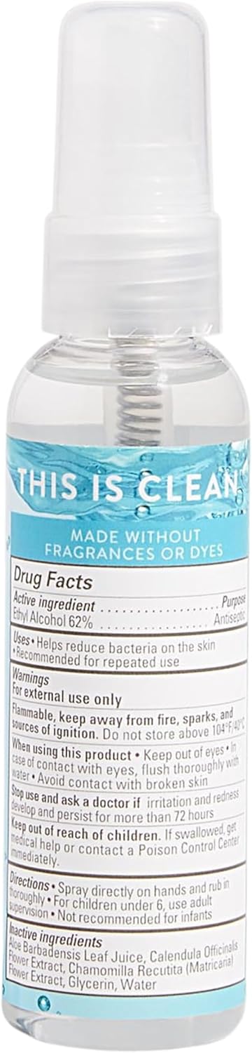 The Honest Company Plant-Based Hand Sanitizer Spray | Kills 99.9% of Germs | Hypoallergenic, Quick-Drying + Moisturizing | Fragrance Free, 2 Fl Oz