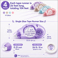 Glue Tape for Scrapbooking, Scrapbook Tape 4 Pcs, Double Sided Tape Roller for Crafts, 26 Ft x 0.31 In Tape Runner, Junk Journal Supplies,