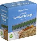 Amazon Basics Resealable Double Zipper Sandwich Storage Bags for Food Storage, 300 Count (Previously Solimo) 300 Count (Pack of 1)