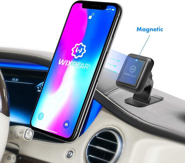 Wixgear Magnetic Phone Mount, Universal Stick on Dashboard Magnetic Car Mount Holder, for Cell Phones with Fast Swift-Sn