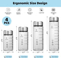 Glass Juice Bottles 4 Pack 16 Oz - Wide Mouth Glass Water Bottles with Lids - Borosilicate,Stainless Steel Lids for Juicing, Smoothies, Infused