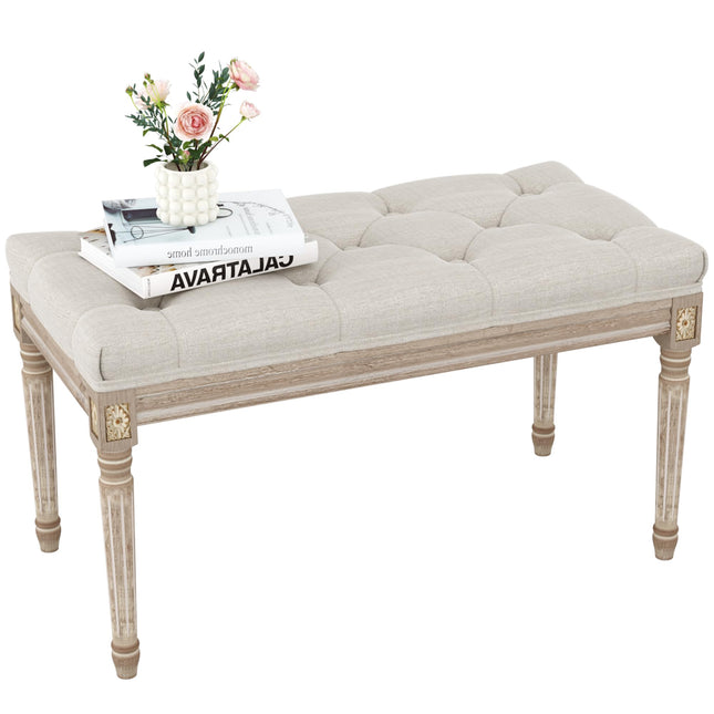 Yusong Upholstered Bench,Bedroom Bench for End of Bed,Piano Bench Dining Bench Entryway Shoe Bench with Button Tufted Pa