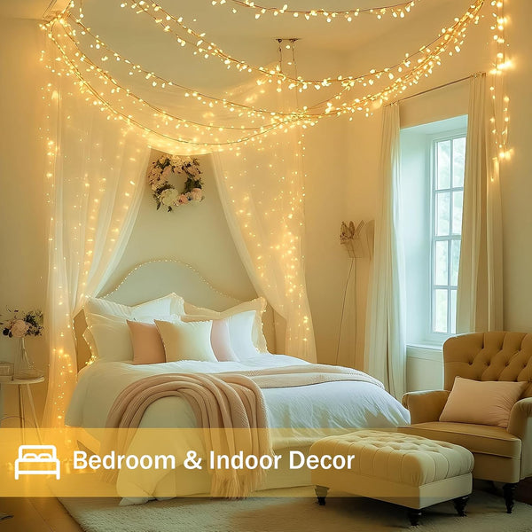 Connectable 200 LED String Lights Indoor Outdoor with Timer, 66FT 13 Modes Warm White Christmas Lights Waterproof, Twinkle Fairy Lights Plug in