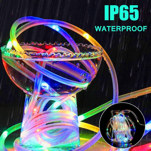 LED Rope Lights Battery Operated String Lights-40Ft 120 LEDs 8 Modes Outdoor Waterproof Fairy Lights Dimmable/Timer with Remote for Camping Party