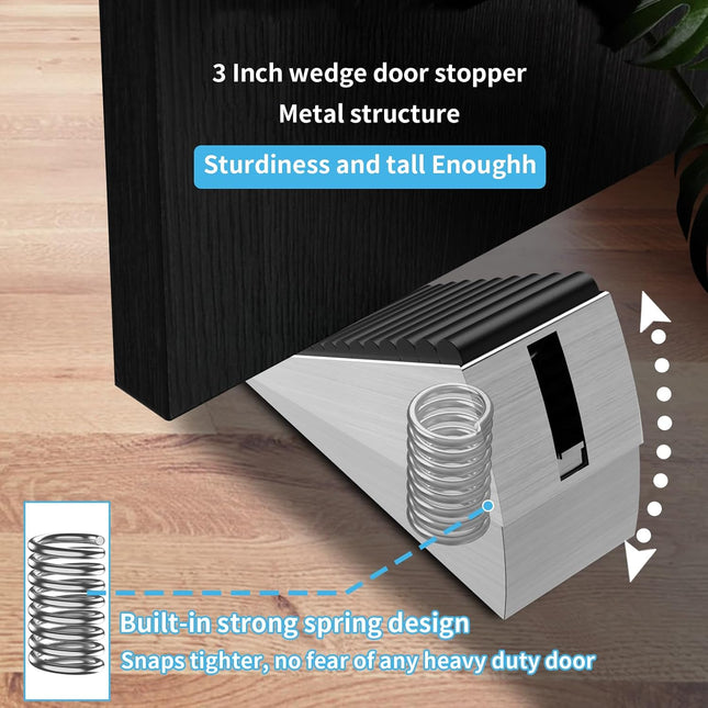 Strongest Adjustable Spring Loaded Large Door Stopper - Heavy Duty Tall Door Sto
