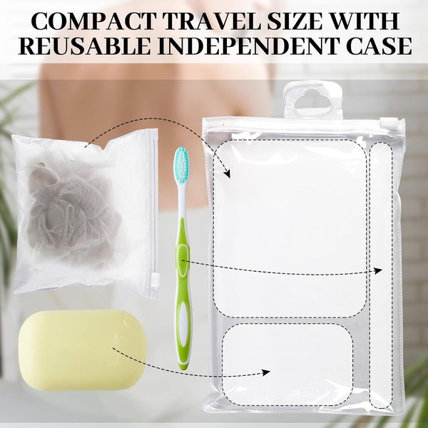 Funnymoom 12 Pcs Travel Size Loofah Individually Wrapped, Small Shower Puff Bath Sponge Pouf Ball Bulk Mesh Bath Puff Mini Loofah Sponge with Case