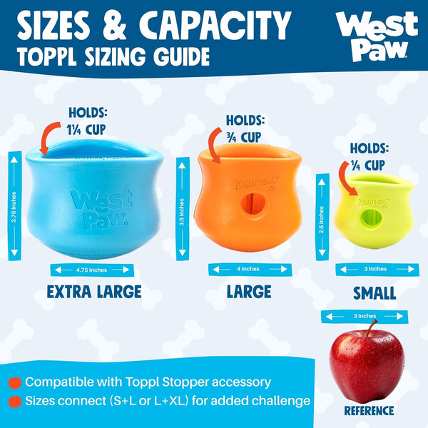West Paw Zogoflex Toppl Interactive Treat Dispensing Dog Puzzle Play Toy, 100% Guaranteed Tough, It Floats!, Made in USA, Small, Granny Smith