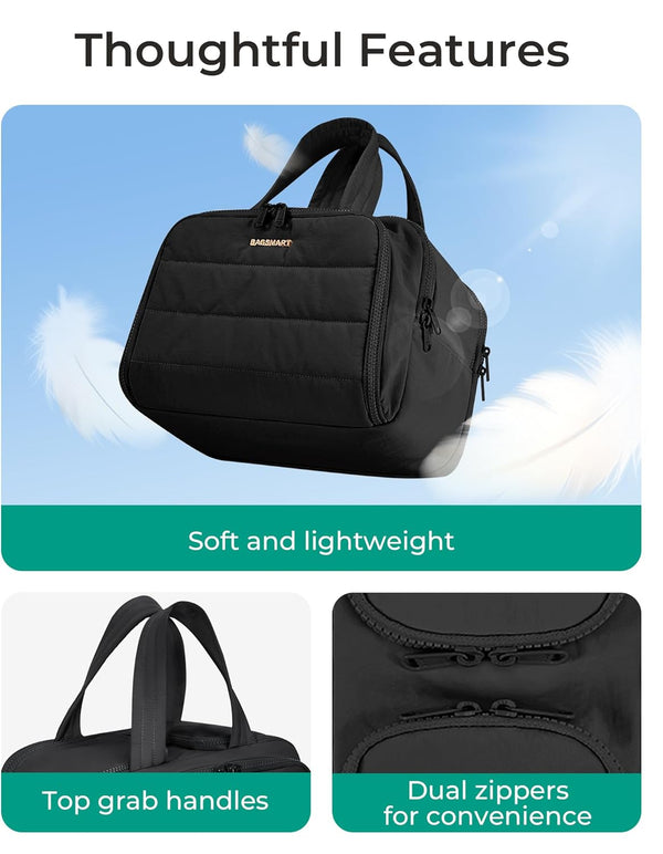 BAGSMART Travel Toiletry Bag, Lightweight Large Wide-open Travel Bag for Women, Puffy Cosmetic Makeup Bag Organizer with Handle for