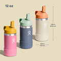 Hydro Flask Kids Water Bottle for School - Stainless Steel and Insulated with Straw Cap - 12 Oz in Anemone Purple ANEMONE 12 Ounces 12 Oz