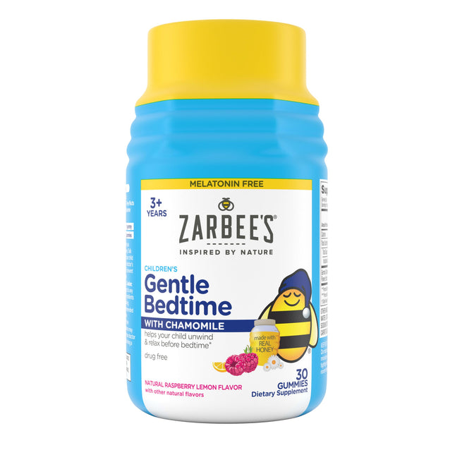 Zarbee's Kids Gentle Bedtime Gummies with Chamomile, Melatonin-Free, 30 ct Raspb