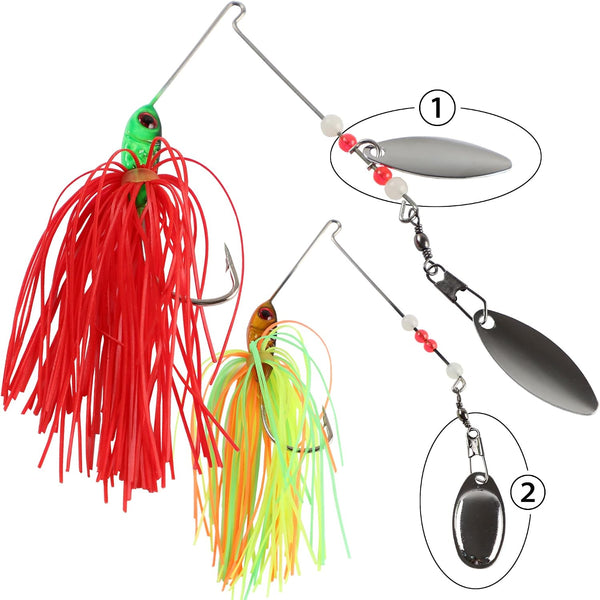 6 Pcs Bass Spinner Baits, Spinner Baits for Bass Fishing Trout Salmon Hard Metal Spinnerbaits