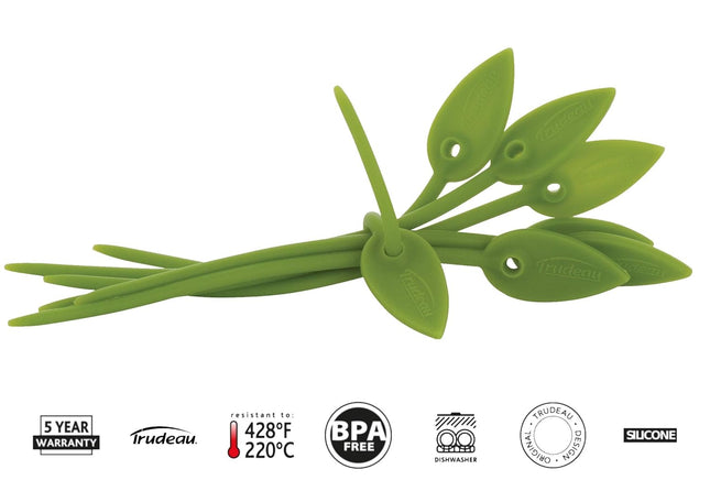 Trudeau Silicone 8Ct, 8 CT Tie Wraps, Green (0999030)