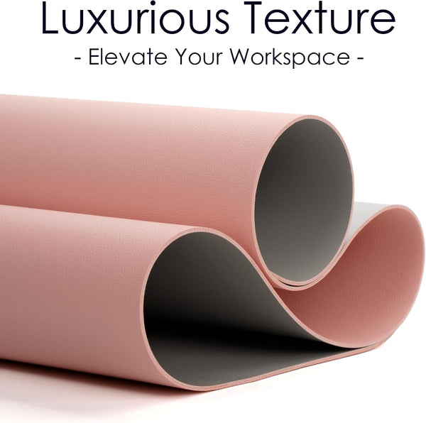 Double-Sided Leather Desk Pad, Non-Slip Mouse Mat (Pink/Silver) 35.4x17 in Pink/Silver 35.4" x 17"