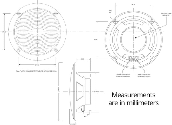 5-inch Water Resistant Outdoor Speakers, Dual Cone, 25W Peak Power, Marine and RV Compatible (Black)