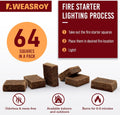 Fire Starter Squares 64 - Fire Starters for Fireplace,Chimney,BBQ Grill,Camping Fire,Wood Stove - Water Resistant and Safe Odourless - Camping