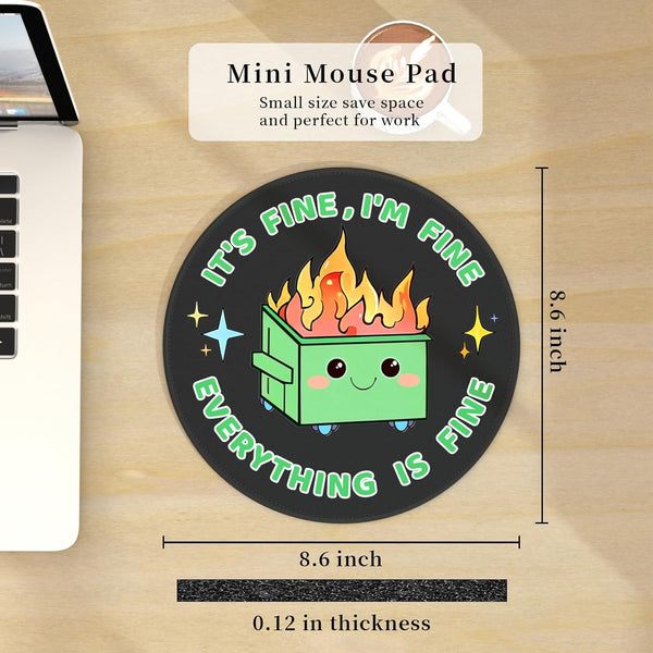 Hancynir 2Pcs Funny Mouse Pad, Dumpster on Fire Round Mousepad for Desk 00-2 Dumpsters Blue & Green