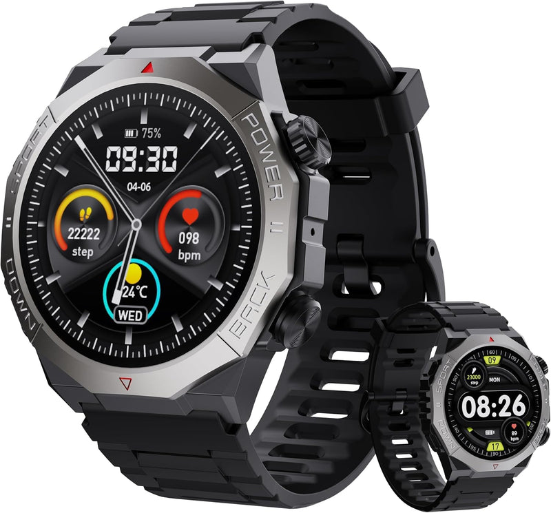 Military Smart Watches for Men(Answer/Make Calls), 1.39" Fitness Watch with Heart Rate Pedometer Sleep Monitor, 110+ Sports Modes Smartwatch for