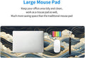 Abstract Japanese Ocean Waves Gaming Mouse Pad XL, Large Non Slip Rubber Mousepad, Stitched Edges Mouse Pads, Long Extended Mouse Pad,31.5'' X 11.8''