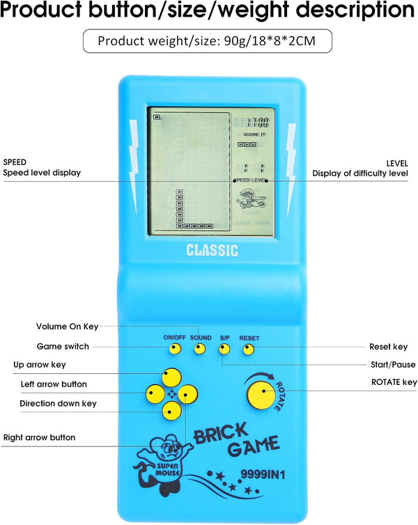 HLF 3.5-inch Large Screen Retro Brick Game Console for the 80s/90s Building Block Racing/Tank Game Built-in 23 Classic Games Nostalgic Puzzle