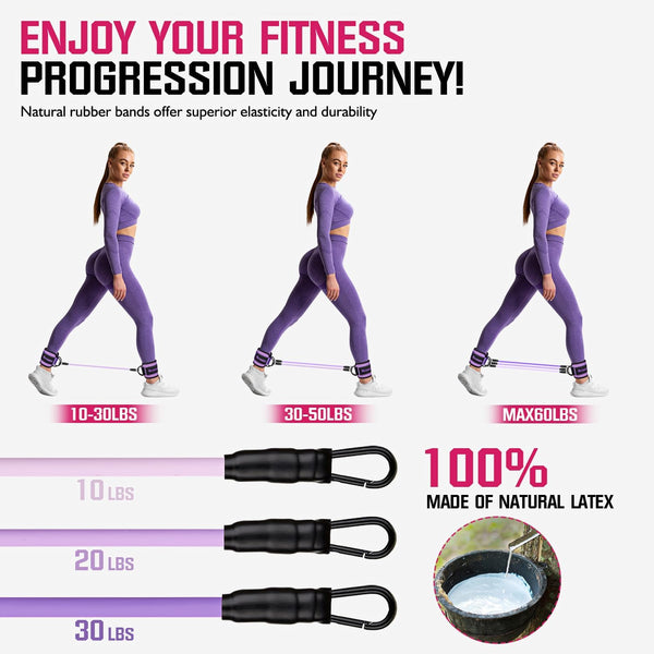 Ayombo Ankle Resistance Bands with Cuffs, Home Gym Workout Equipment, Lifting Glute Butt Exercise Equipment for Women, Ankle Weights Fitness Set,