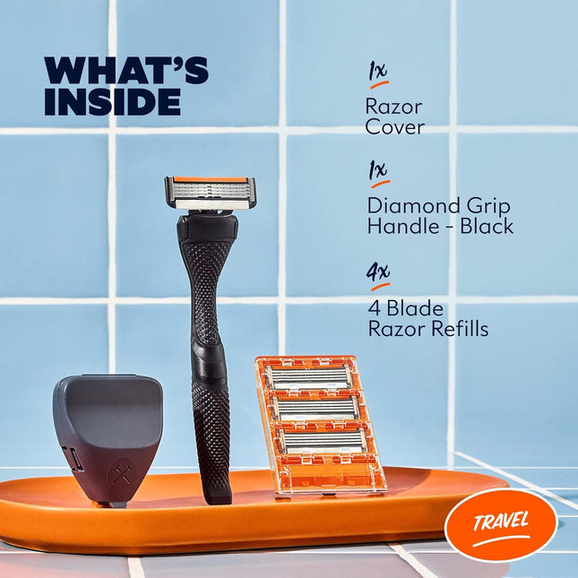 Dollar Shave Club | Travel Shave Set | 4 Swift Rinse Refill Cartridges, 1 Handle