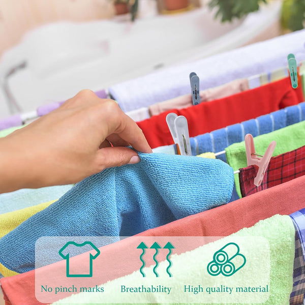 56 Pcs Colorful Clothespins, 4 Colors Spring Clips (2 Inch) Small Clothes Pin with Black Storage Bag - for Laundry, Drying Clothes, Home Use 4