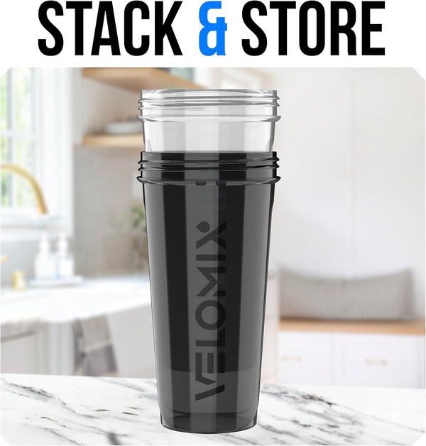 VELOMIX -2 Pack- 28 oz Protein Shaker Bottles for Protein Mixes - 2x Wire Whisk | Leak Proof Shaker Cups for Protein Shakes | Protein Shaker