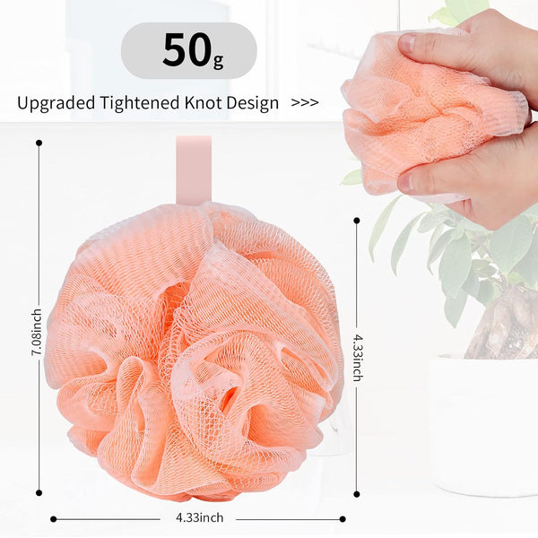 Bath Loofah Sponge Body Scrubber Shower Sponge Exfoliating Mesh Pouf Shower Ball Bath Sponges for Women and Men Bathing Accessories (4Pack 50G